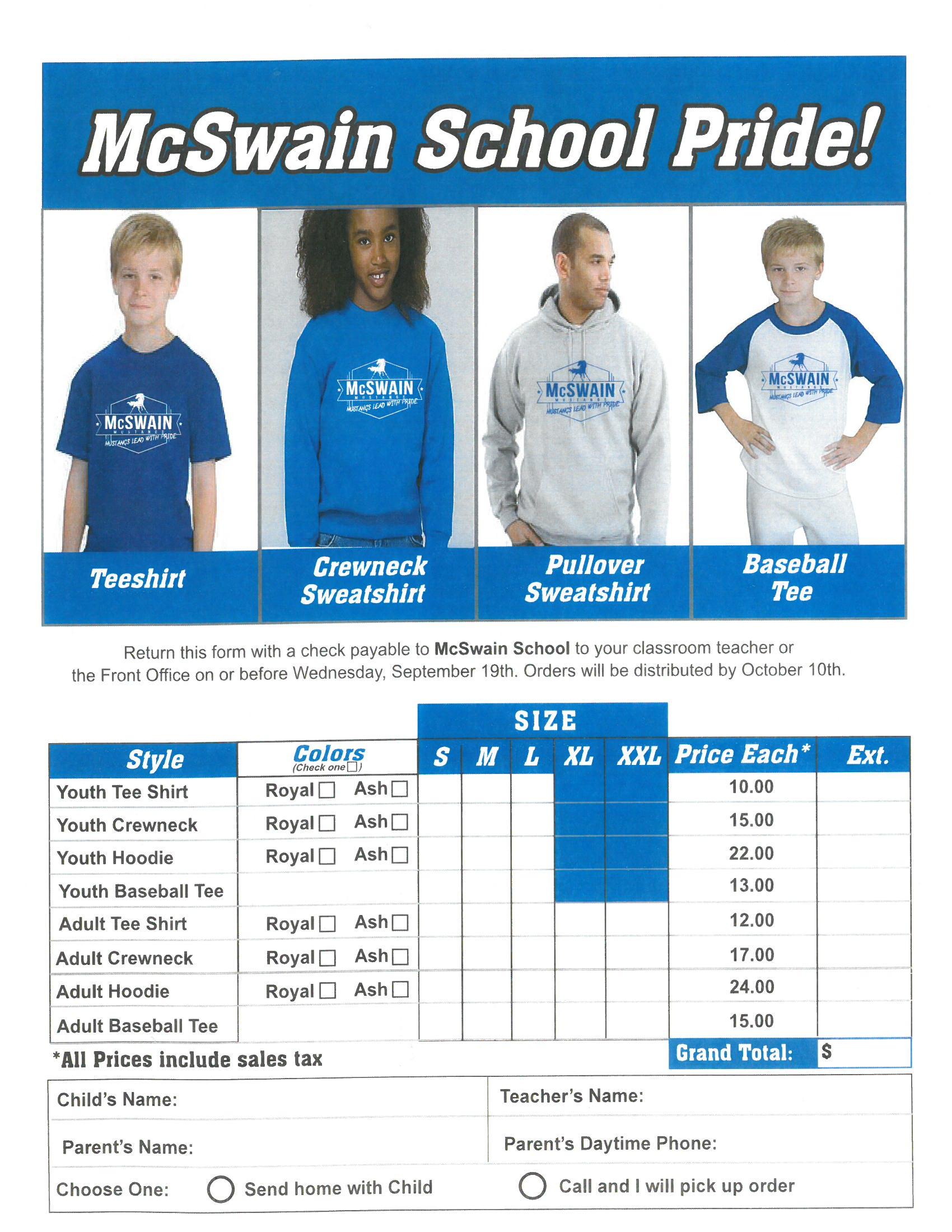 Mcswain shirt order form